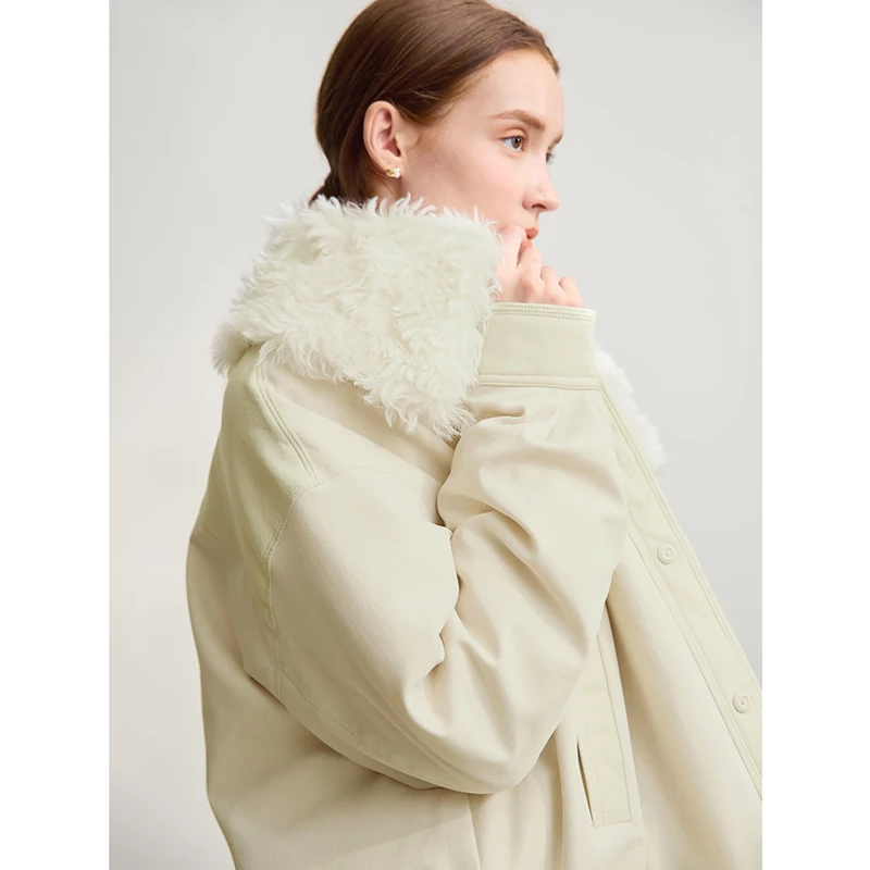 Amii Down Coats For Woman 2025 Winter New Casual Warm Patchwork Versatile Down Jacket Women's Long Sleeves Loose Top 12544075