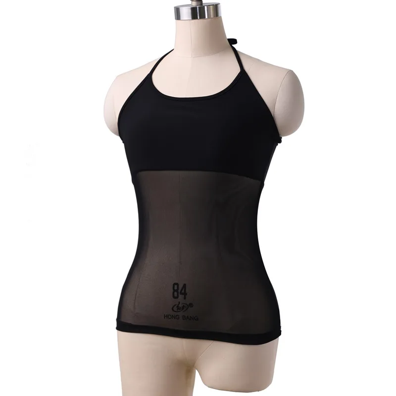 Semi-transparent yarn suspender top, belly dance suit, practice suit, practice suit.