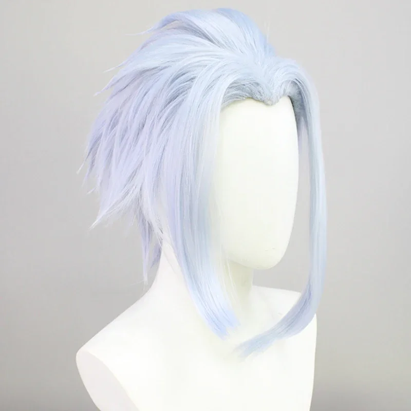 Game Genshin Impact II Dottore Cosplay Wig The Doctor Light Blue Hair Heat Resistant Synthetic Wigs Cap Halloween Dress Up Prop