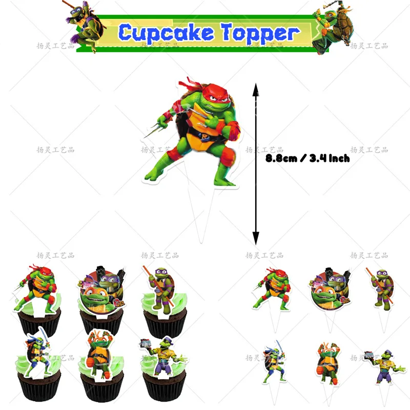 Cartoon Ninja Turtle Family Birthday Party Supply Jednorazowy baner Cake Topper Wisząca flaga Zestaw balonów Dekoracje urodzinowe