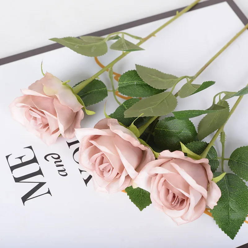 5 Stück künstliche Rosenblüten aus Seide, langer Zweig, Blumenstrauß, Hochzeit, Zuhause, Zimmer, Tischdekoration, gefälschter Pflanzenkranz, Zubehör – Detail 9