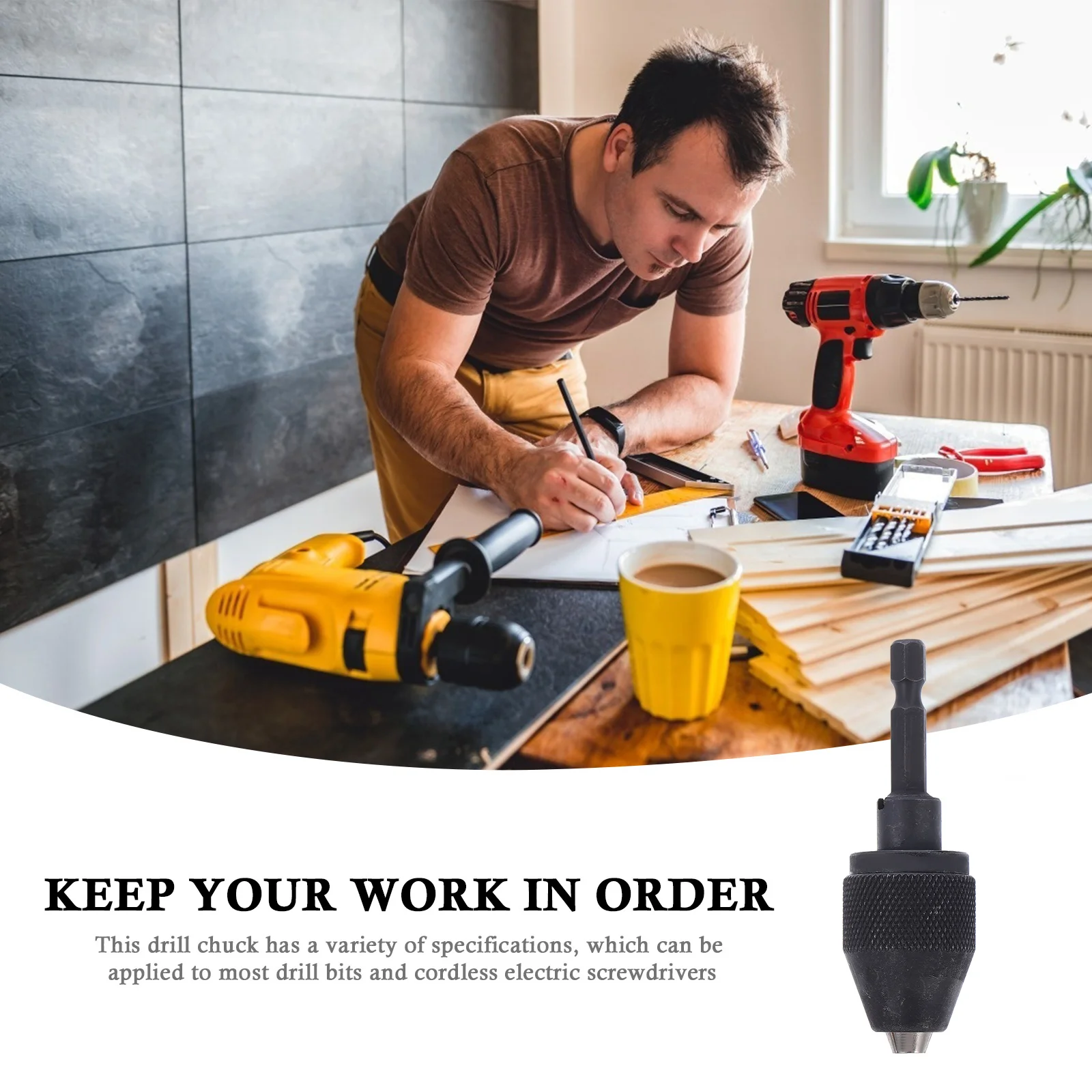 1Pcs Drill Chuck Keyless Adapter for Cordless Screwdriver Electric Grinder Metal Drill Impact Tool