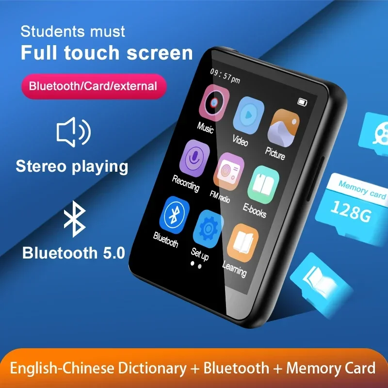 Schermo intero da 2.5 pollici mp3 mp4 Walkman versione per studenti Mini Touch Screen portatile Bluetooth ultrasottile supporto per lettore musicale mp5 per auto