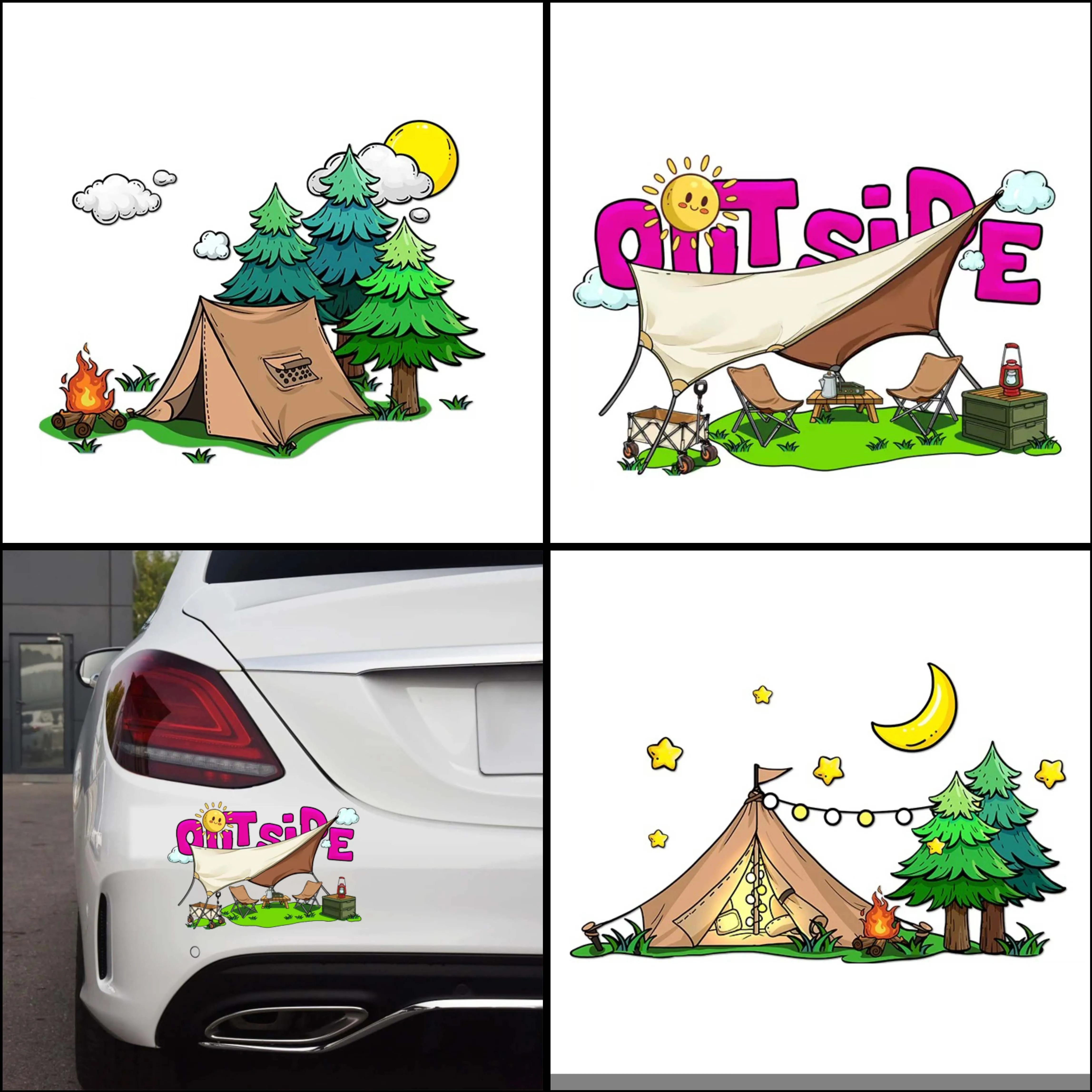 Reflective Car Stickers for Windshield, Waterproof Off-Road Adventure Decals - Safety Warning & Night Visibility Design