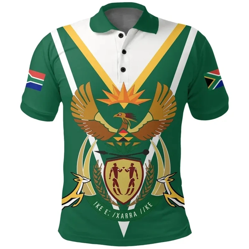 South Africa Map Flag 3D Printed Short Sleeve Polo Shirts For Men Clothes Fashion Springbok POLO Shirt Sport Boy Jersey Male Top