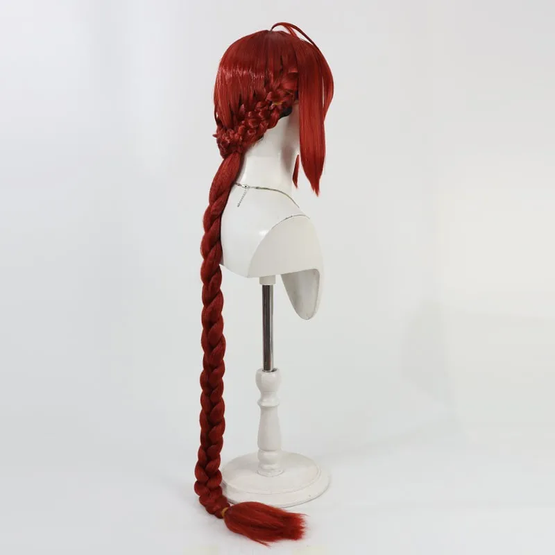 Twisted Wonderland Riddle Rosehearts Cosplay Wig 120cm Long Braids Wine Red Hair Men Women Halloween Party Prop Synthetic Hair
