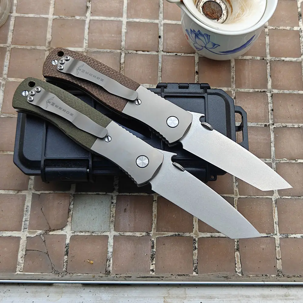 JUFULE البني/الجيش الأخضر Micarta إيمرسون CQC7 التيتانيوم مقبض 154 سنتيمتر شفرة السيراميك تحمل التخييم الصيد EDC أداة سكين للفرد #1
