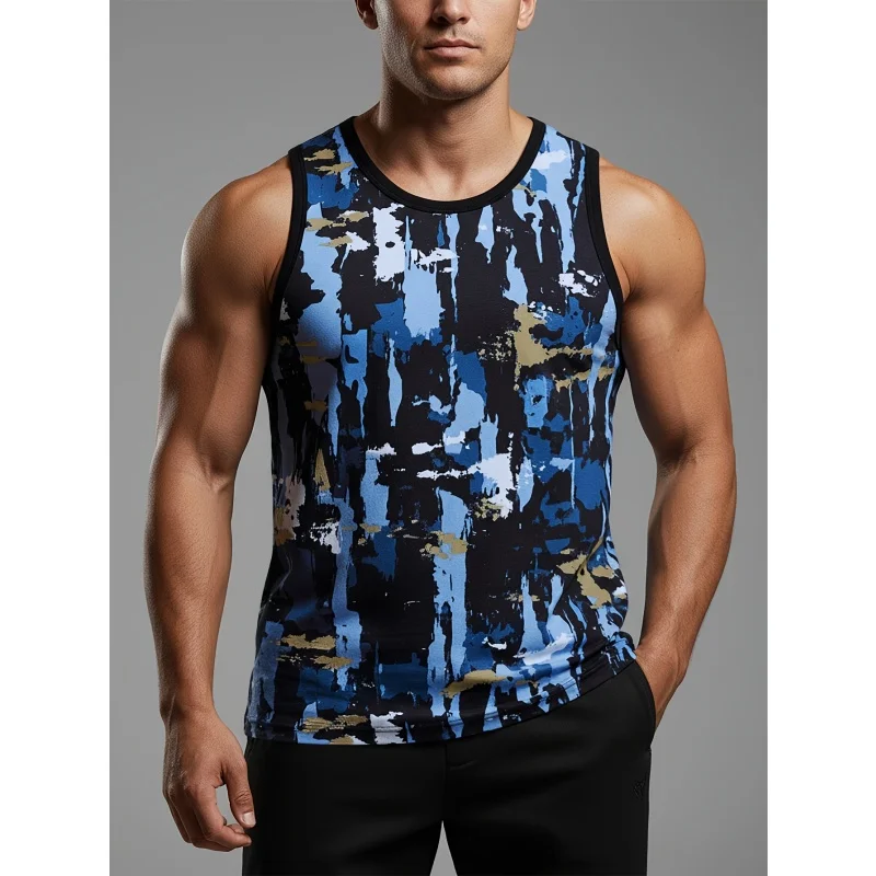 Men's 3D Water Bubble Print Tank Top Summer Sleeveless Gym Vest, Casual Workout Muscle Tee, Fashion Beach Sport Sleeveless Shirt