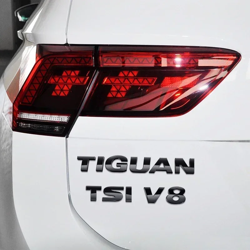 1pcs Chrome 3D ABS TIGUAN TSI TDI V6 V8 Letters Car Rear Tail Trunk Body Side Fender Badge Logo Emblem Labeling Auto Accessories