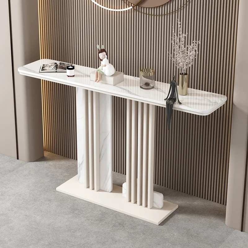 Slate creative entrance table entry light luxury entrance table Italian minimalist entrance cabinet against the wall semi-circul
