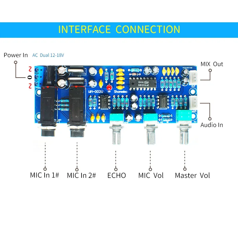 UNISIAN PT2399  Karaoke Amplifier board  audio Microphone NE5532 Preamplifier Reverberation Echo sound  For home Amplifiers