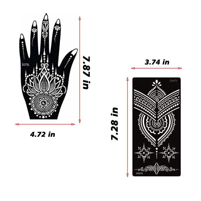 16 Sheets Henna Tattoo Sticker For Hands Tattoo Temporary Waterproof Templates Tattoo Stencil For Wedding Makeup Party Supplies