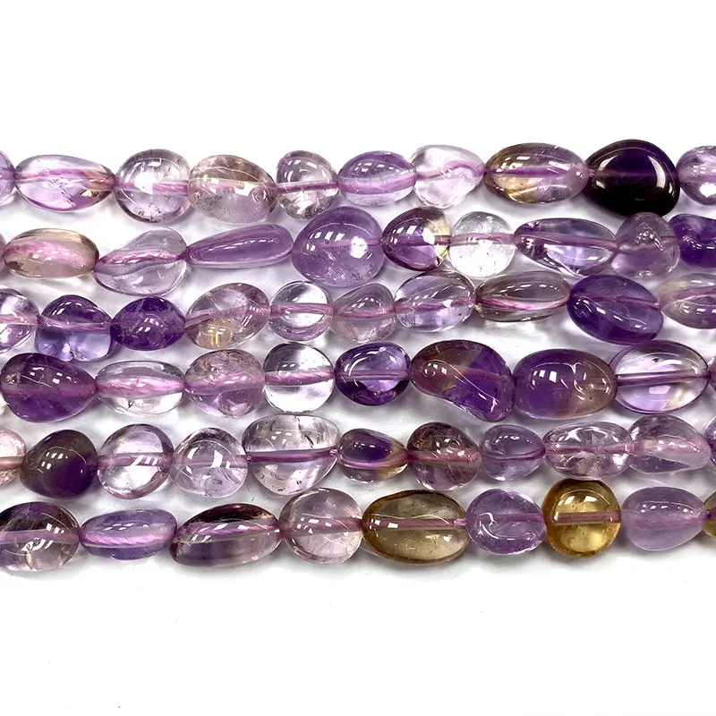 Wholesale Natural Purple Yellow Ametrine 8-10mm Crystal Irregular Stone Beads Charms for Jewelry Making Diy Women Bracelet 15''