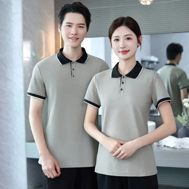 Униформа для чистки воротника, летняя спецодежда с короткими рукавами, больничный торговый центр, рубашка для чистки комнаты в отеле, мужская рубашка
