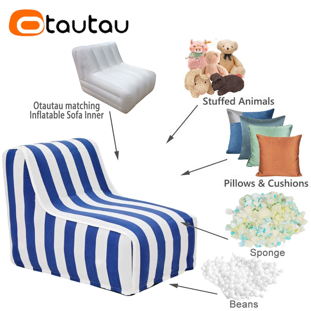 OTAUTAU Outdoor Inflatable Sofa Cover & Inner Air Liner Independent Sales ! Beach Pool Beanbag Lounger Pouf Ottoman Salon SF163