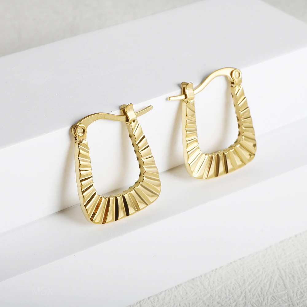 Aros Aesthetic Earrings   Earrings Ring U Shaped Threaded Baroque Metal Stainless Steel Hoops Earring Jewelry Gift image 3