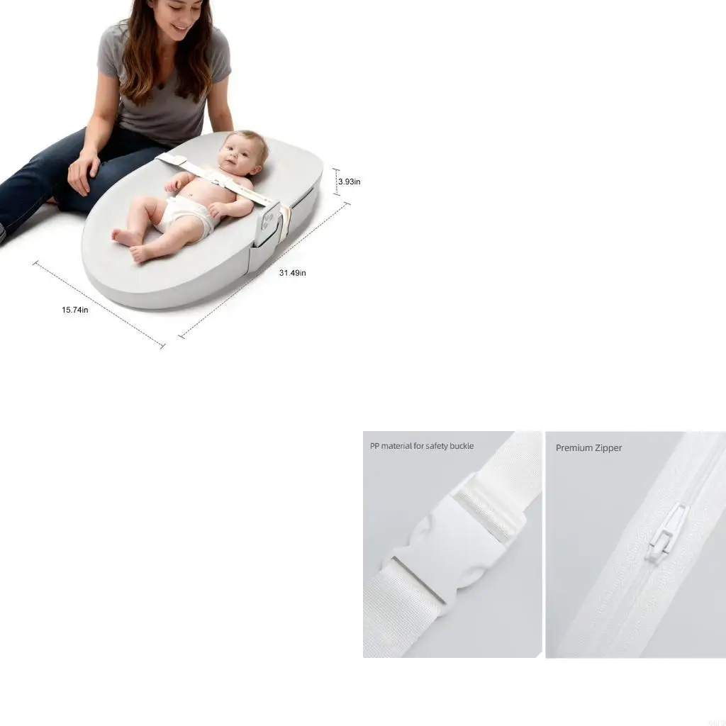 防水puおむつ替えパッド-柔らかく快適な表面-安全ベルト付き-滑りにくいベース-お手入れ簡単-赤ちゃん向けのデザイン