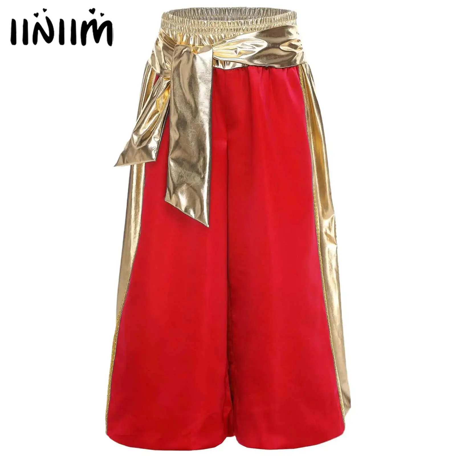 

Boys Halloween Arabian Aladin Prince Role-playing Costume Metallic Shiny Pumpkin Lantern Pants Bloomers Harem Long Pants