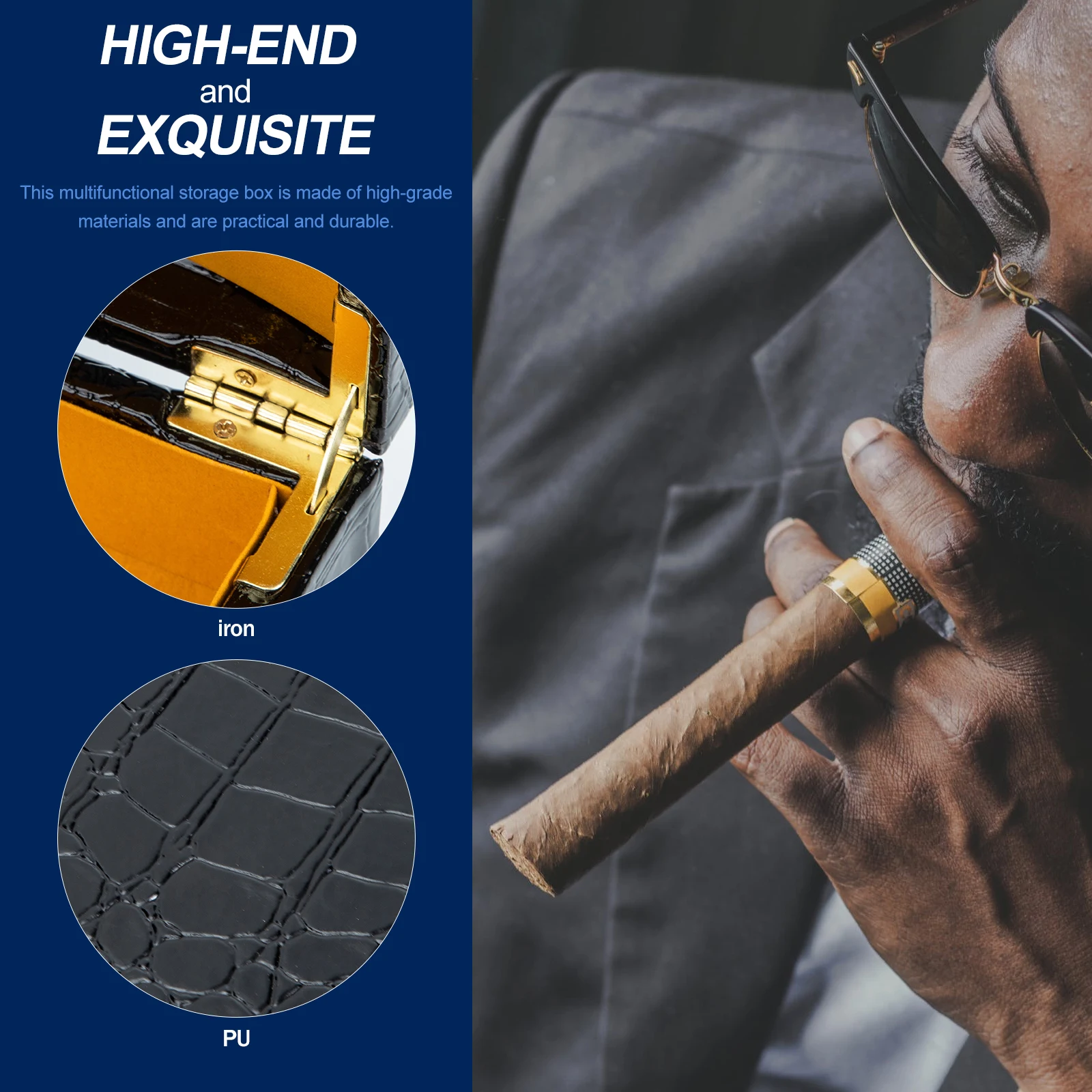 

Multifunctional Portable Cigar Wooden Box Flip-Type Storage Container for Cigars Jewelry Retro Humidor Gift Case Durable