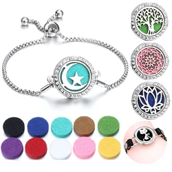 Aromatherapy Bracelet Women Essential Oil Diffuser Jewelry Adjustable Chain Tree Flower Wing Heart Locket Aroma Perfume Bracelet