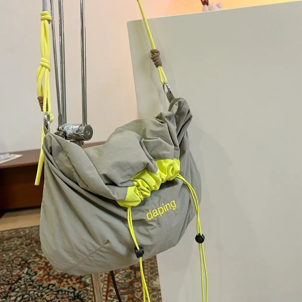 

Модная легкая сумка через плечо контрастного цвета, дорожная сумка через плечо, большая вместительная нейлоновая сумка на шнурке, унисекс