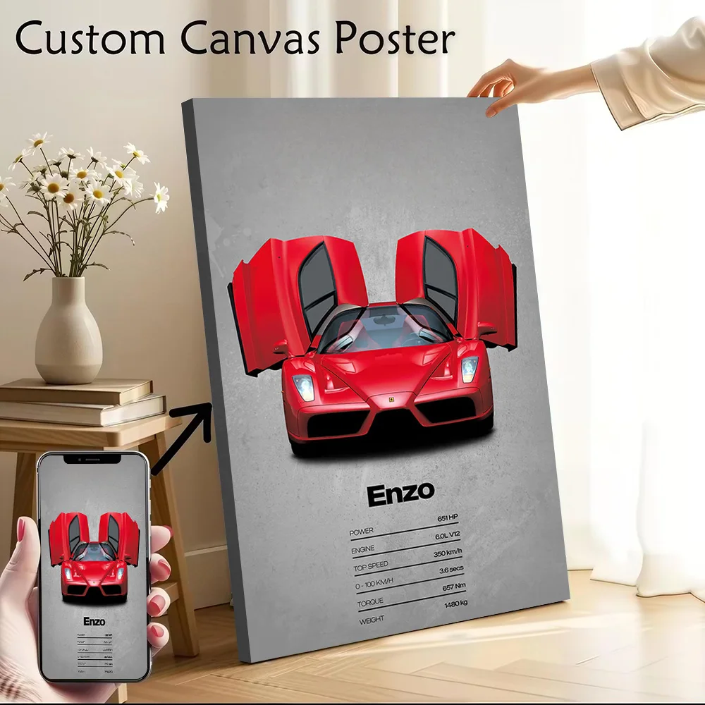 Super Car Enzo Printed Canvas Poster Custom Pictures Wall Art Canvas Painting for Living Room Decorations Decorative Picture