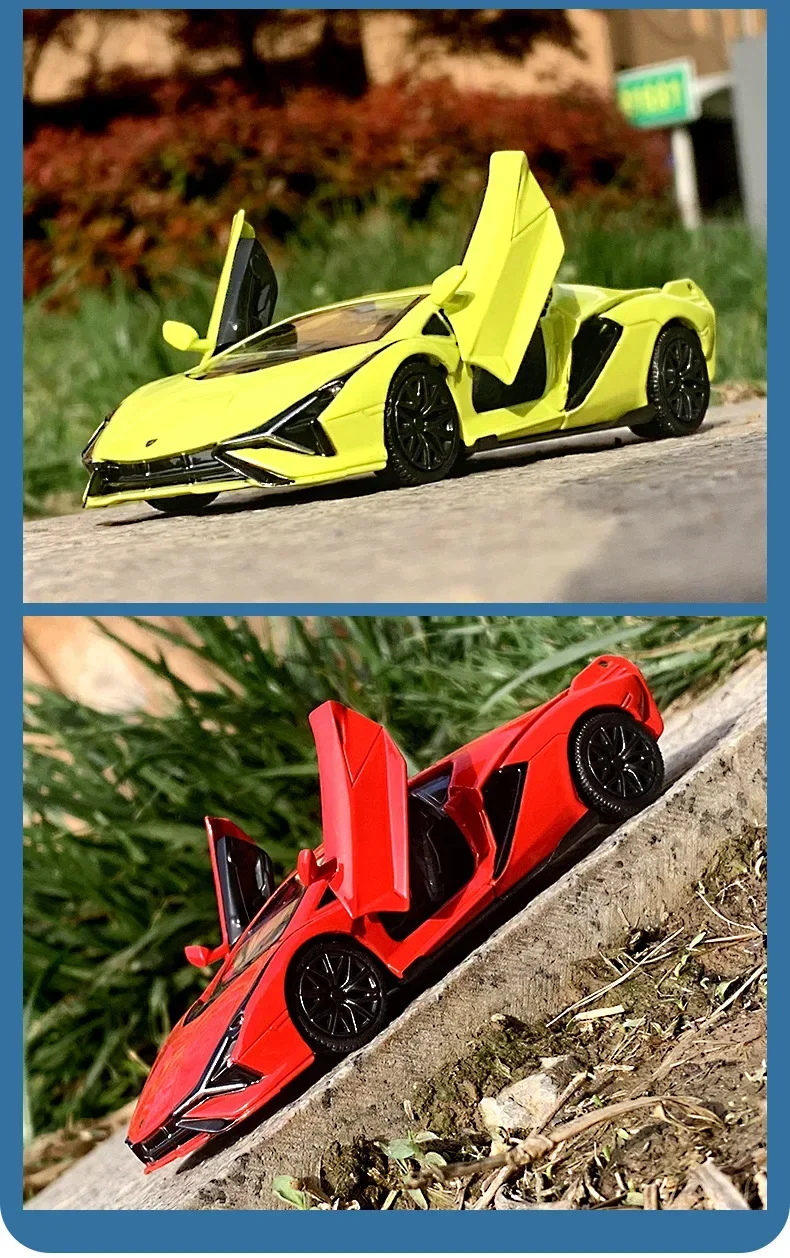 1:36 Lamborghini Sian car Model Toy Alloy Diecast Pull Back Collection Supercar Toys Vehicle For Decoration Gifts F123