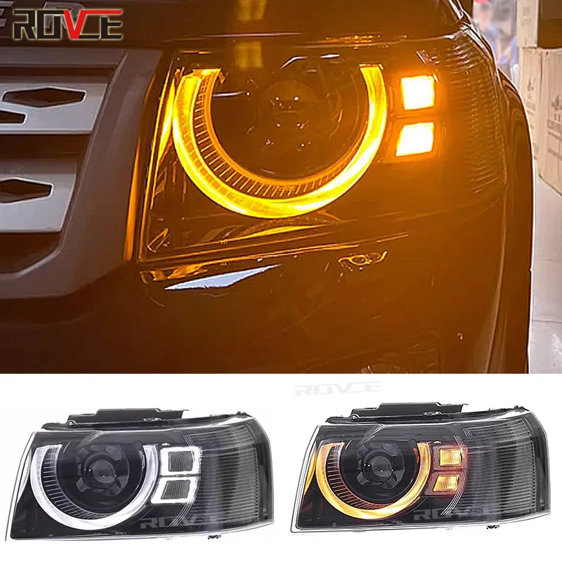 ROVCE LED Headlight Front Headlamp For Land Rover Freelander 2 2010-2014 Upgraded Defender Style Car Accessories Light Assembly