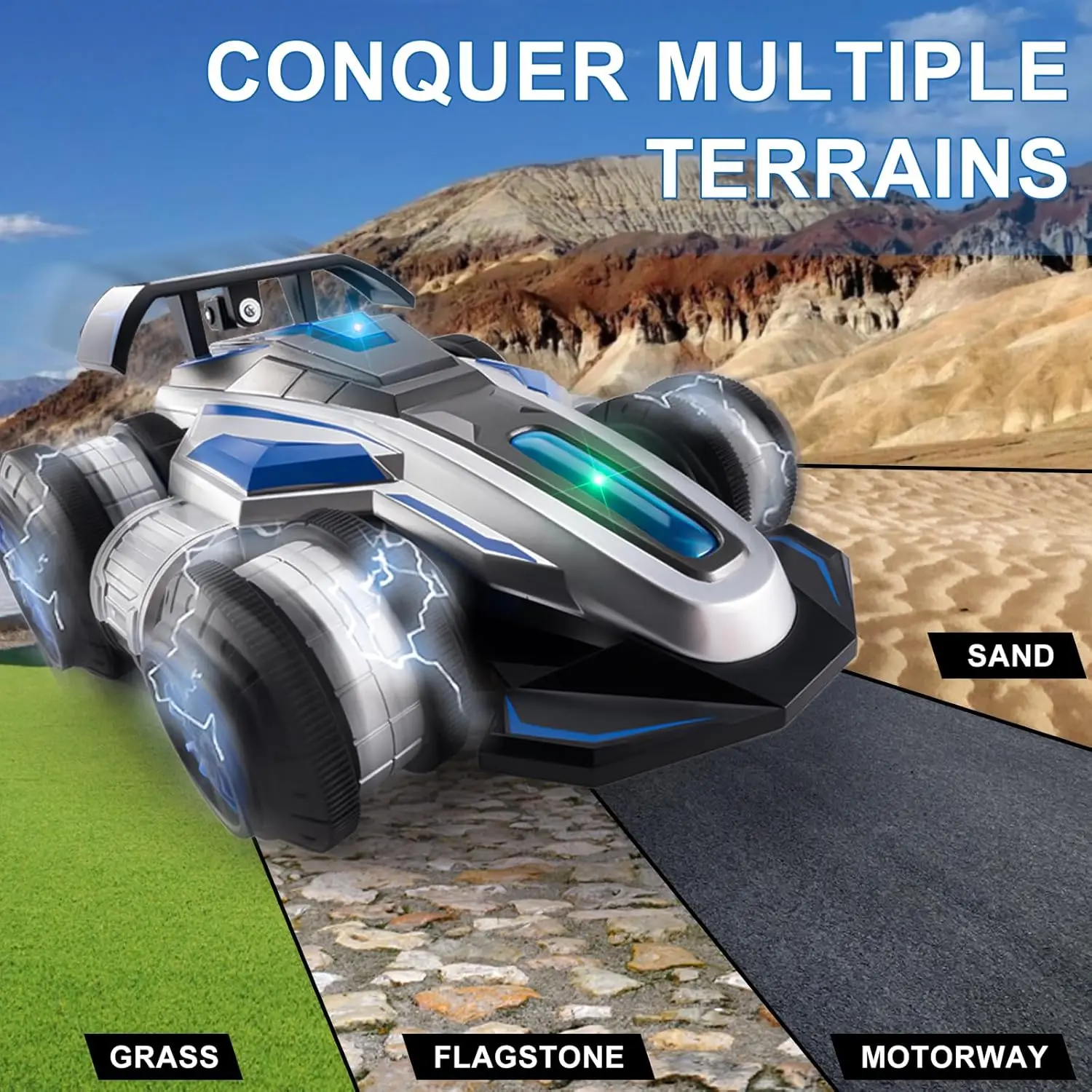 

Высокоскоростной радиоуправляемый трюковый автомобиль с дистанционным управлением 2,4 ГГц и 4WD — вертикальная ходьба, 360° ° Трансформация/вращение, свет/музыка, игрушка для бездорожья в подарок