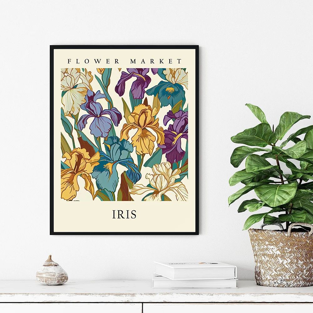 Tennessee Flower Market Poster - Iris Wall Art, No Framed Canvas Print, Home Decor
