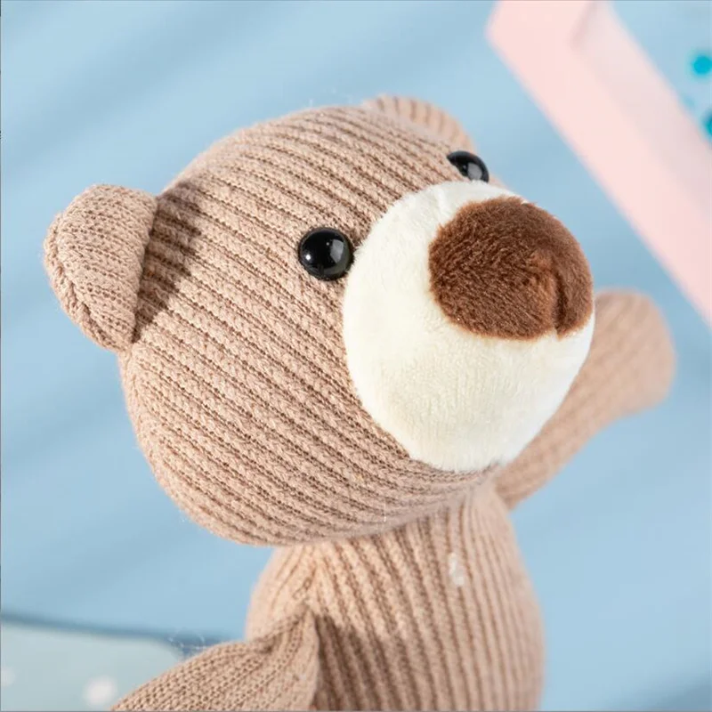 1PCS Knitted Jumpsuit Bear Plush Toys Small Pendant Mini Cute Soft  Animal Stuffed Toy Wedding Activity Gifts Doll For Kids 20Cm