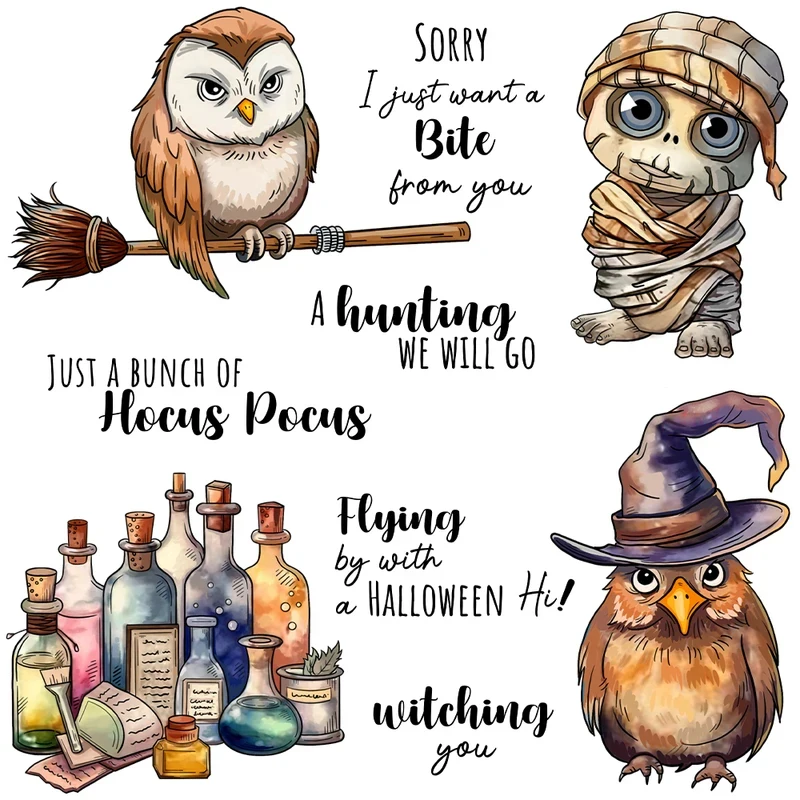

Halloween Series Owl Cutting Dies Clear Stamp DIY Scrapbooking Supplies Metal Dies Silicone Stamp Cards Album Decor