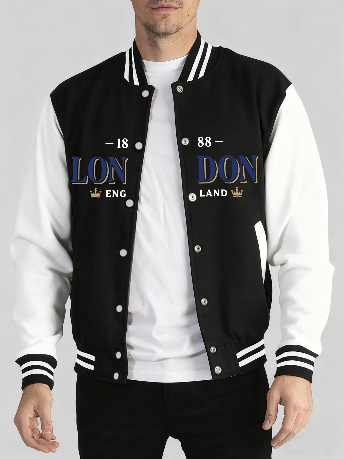 

Marseille France Print Unisex Sportswear Fashion High Street Jackets Classic Pocket Baseball Uniform Autumn Loose Menswear Man