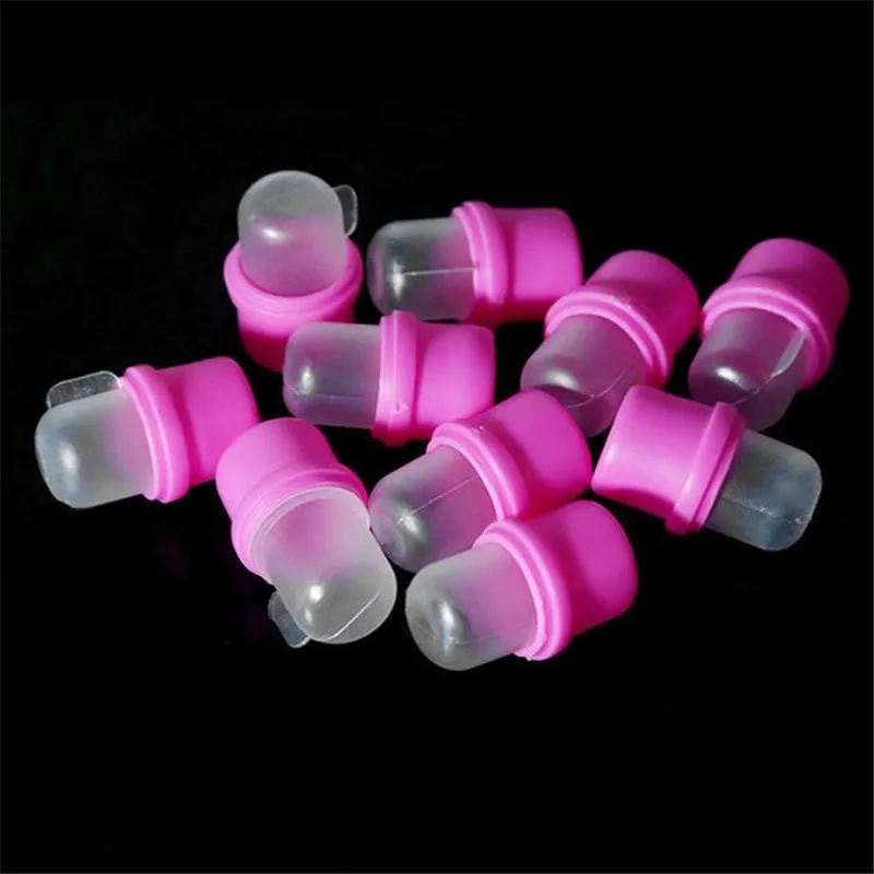 

Hot Selling 10PCS Pink Silicone UV Gel Nail Polish Remover Wrap Nail Soak Off Cap Clip For Finger Toes Manicure Tool