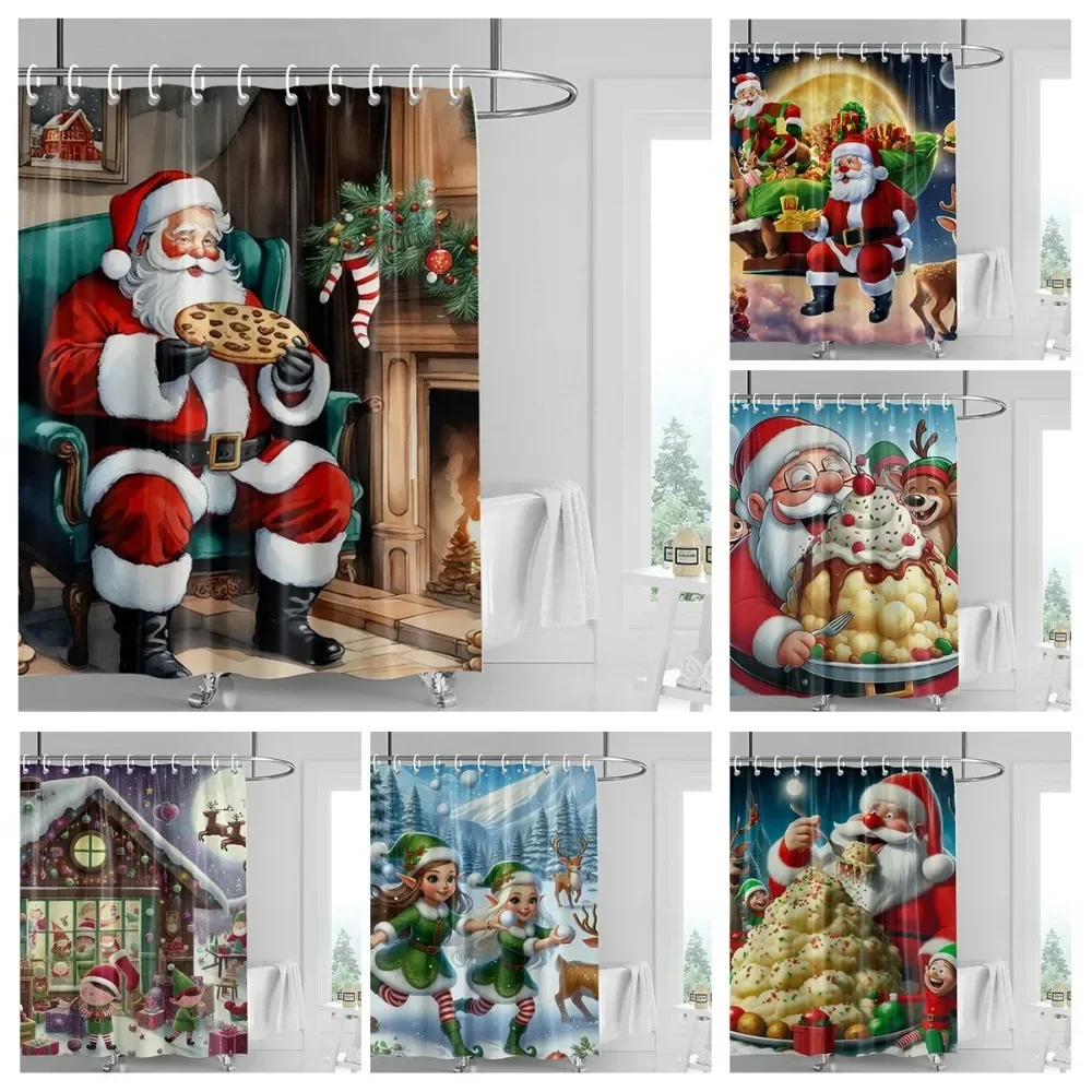 

Украшение дома, занавески для душа для ванной комнаты, водонепроницаемая ткань для штор, современный скандинавский стиль, гостиная, с Рождеством, зимой
