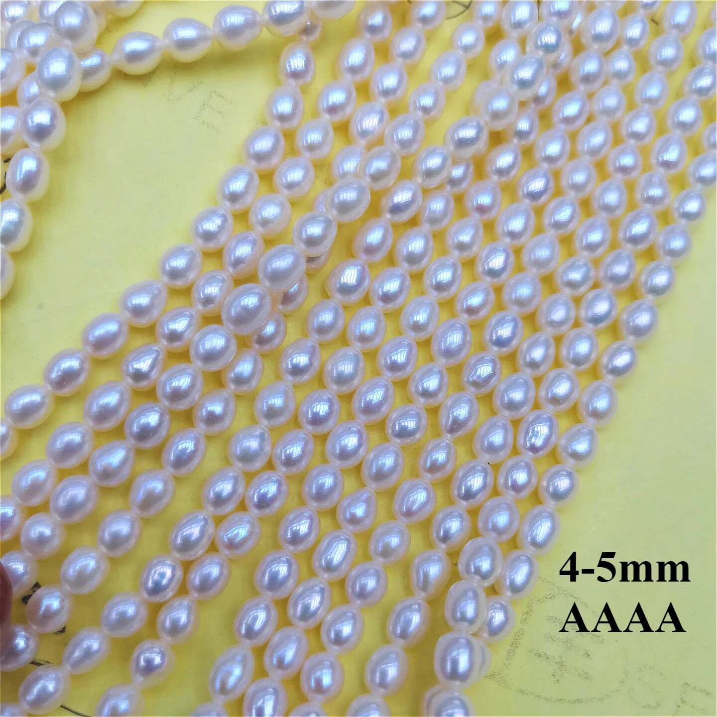 

4-5mm 4A Natural Freshwater Rice Flat High Quality Smooth Pearl Bead Women Gift Jewelry Make DIY Necklace Bracelet Accessories