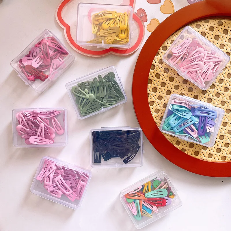 30 Pezzi BB Clip Box Regalo 2025 Primavera Estate Trendy Candy Color Smalto Bambini Forcine antiscivolo per Neonate Frangia