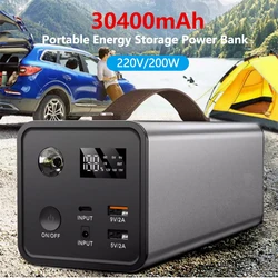 200W Fast Power Bank 30400mAh Big Capacity Mobile Power Supply AC Output Battery Charger for Laptop iPhone 220V Travel Powerbank