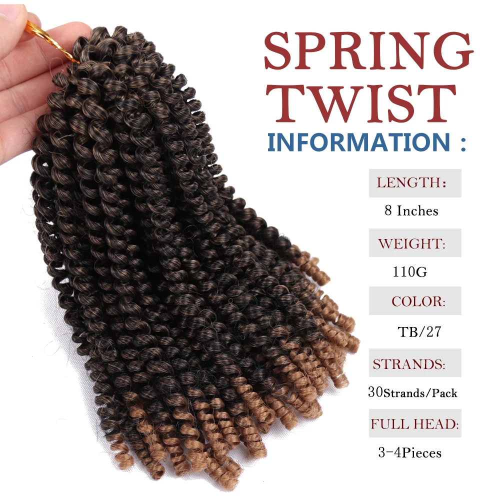 12Inch Spring Twist Hair Syntheti  Twist Crochet Braiding Hair Ombre Color Passion Twist Crochet Springy Braiding Hair