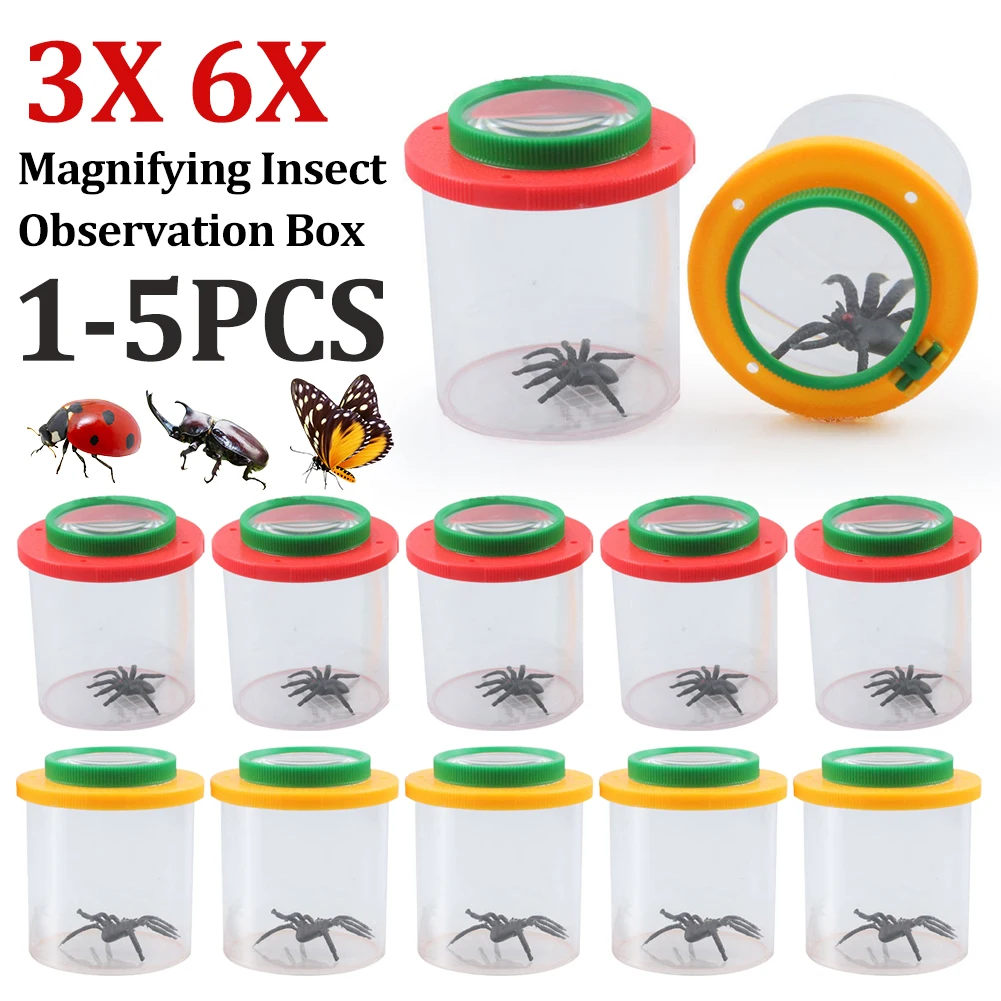 Home Magnifying Glass Children Crawler Spider Insect Observation Box 3X 6X Magnifier Insect Box for Science Nature Exploration