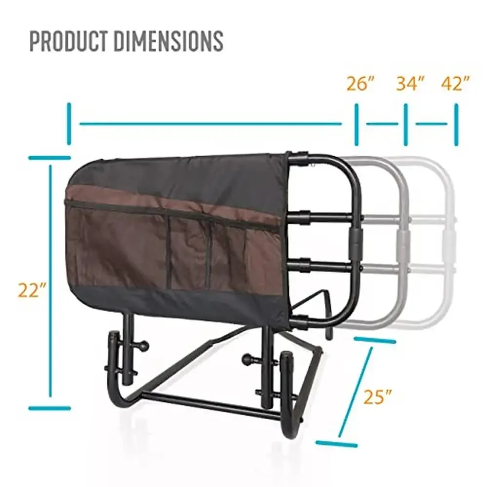 Adjustable Bed Rail and Assist Grab Bar Seniors Prevent Falls and Provide Caregiver Support Easy Installation Steel Construction