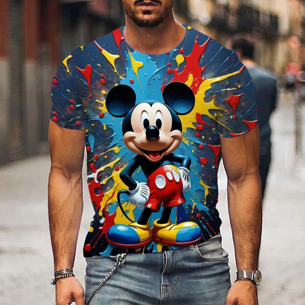 

Men Disney Mickey Mouse Print T-Shirt Summer Boy Street Fashion Casual Sports Loose O Neck Quick Dry Short Sleeve Clothing Kid
