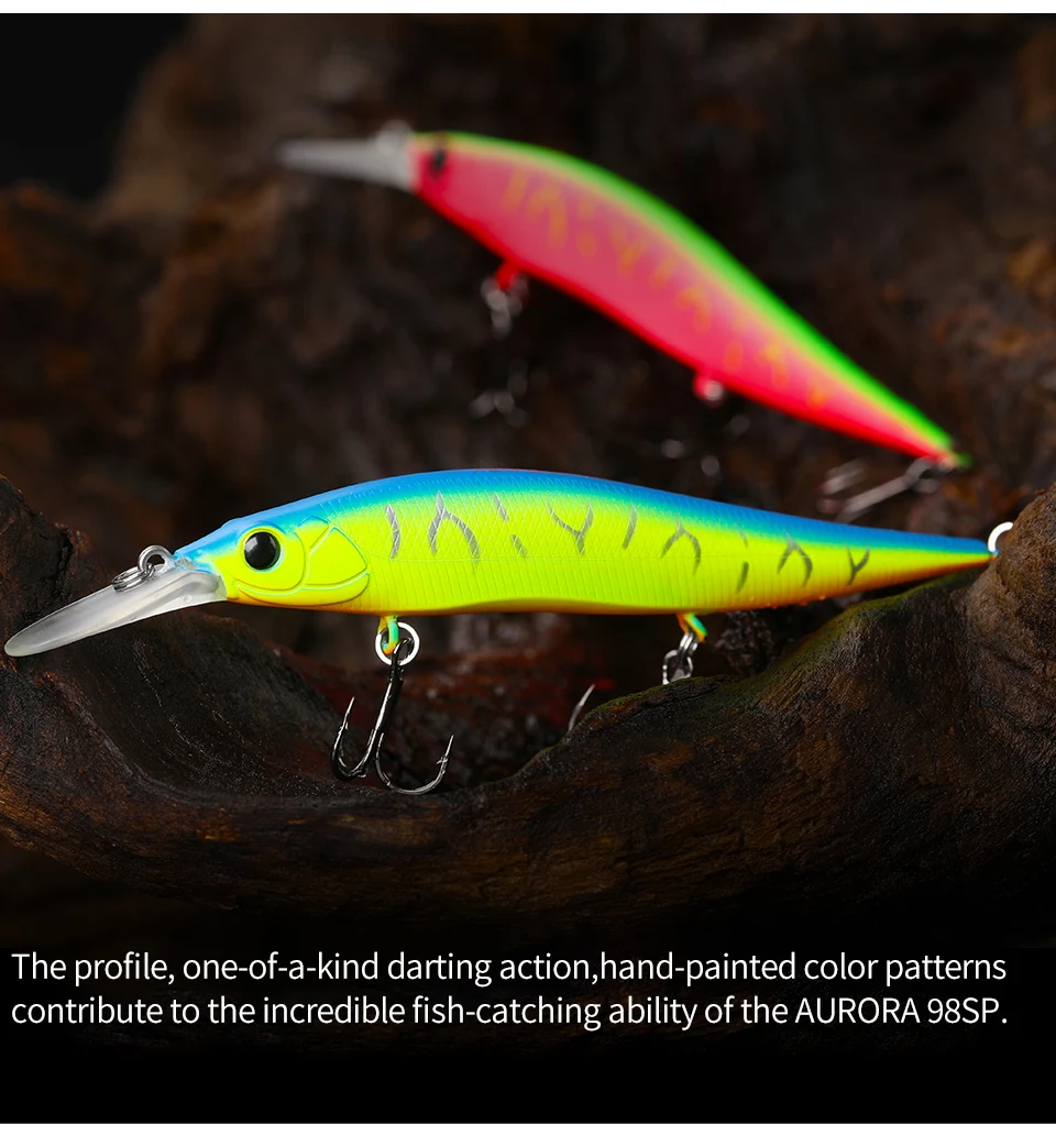 TSURINOYA 98mm 10g SP Tiefe Max 2,2m Suspending Minnow Jerkbait AURORA 98SP Gewicht Harter Köder Weitwurf Angelköder – Detail 15