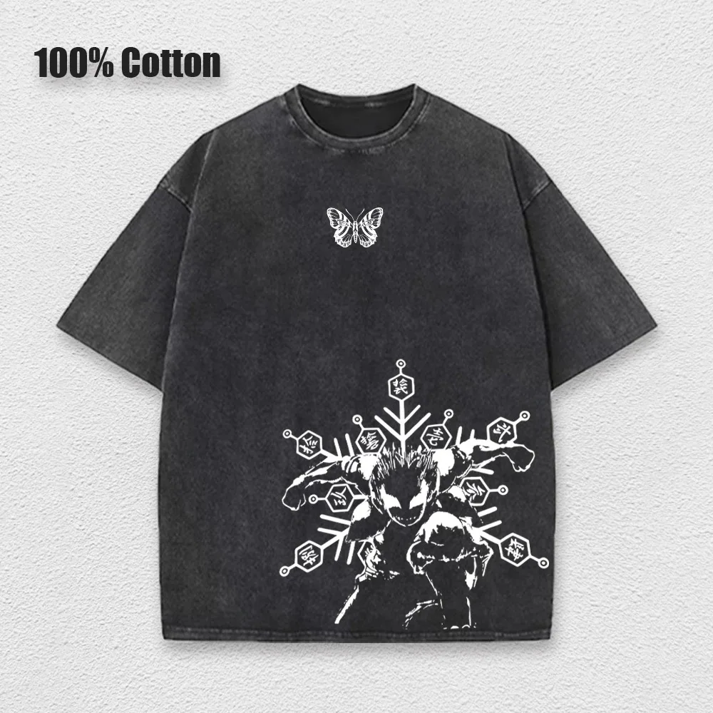 

Новинка 2024 года, стираная футболка с принтом в стиле аниме, плакат, топ для выступлений, мужской пуловер в стиле Харадзюку в стиле ретро, с короткими рукавами, унисекс