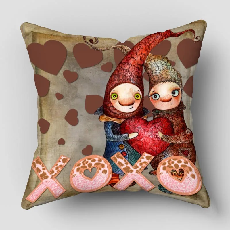 Musife Valentine Gnomes Pillowcase Art Square Zippered Pillow Cover 35*35,40*40,45*45cm wholesale