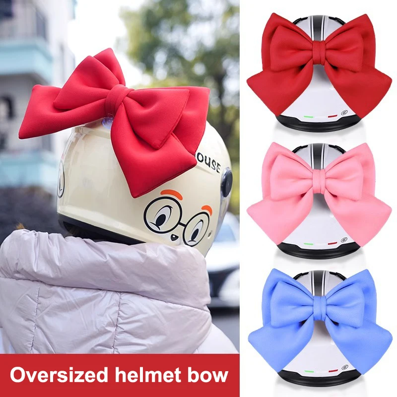 

Women's Double-Layer Strong Fixation Helmet Accessory Cute Bowknot Ribbon Decoration for Electric Motorcycle