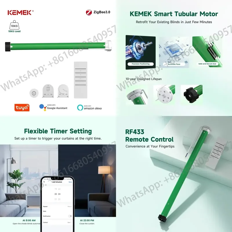 25mm Tubular Motor with Remote for Motorized Roller Blinds 10KG High Torque Smart Roller Motor