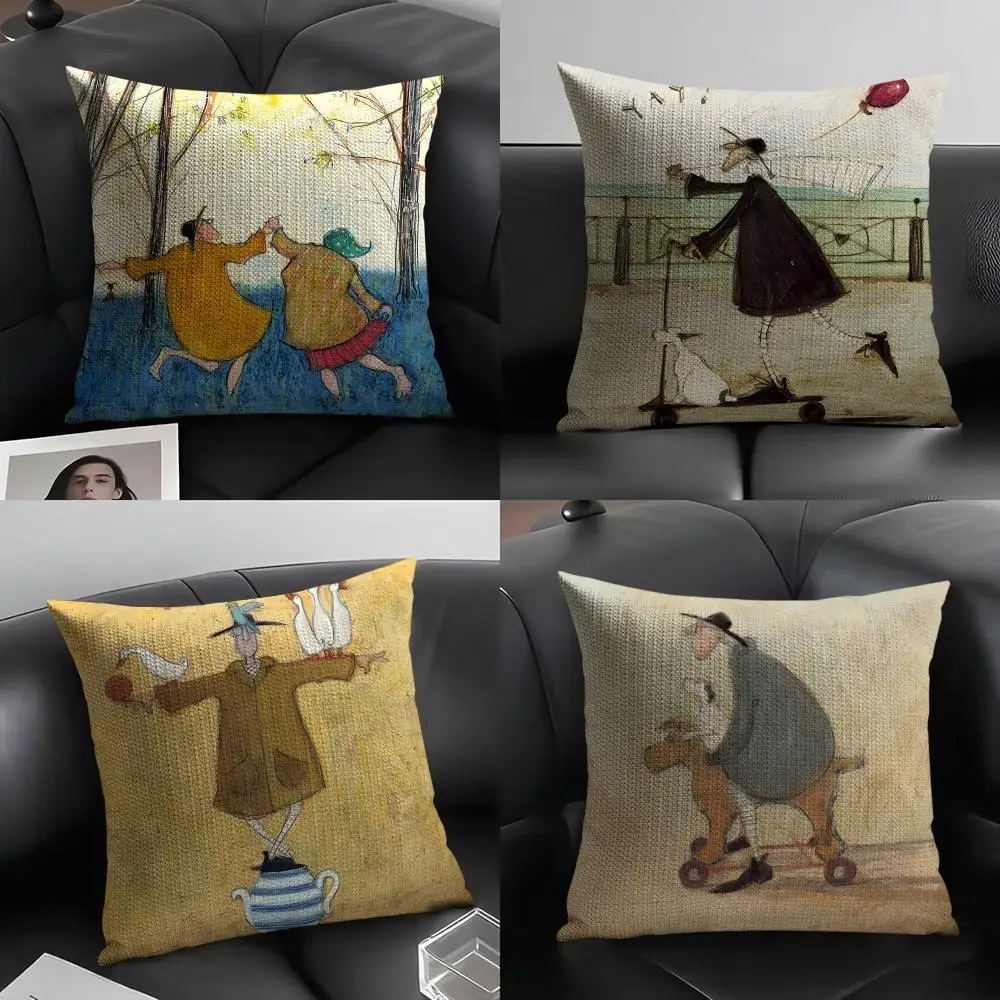 Sam Toft Art Cushion Cover Natural Linen Organic Fabric Doub