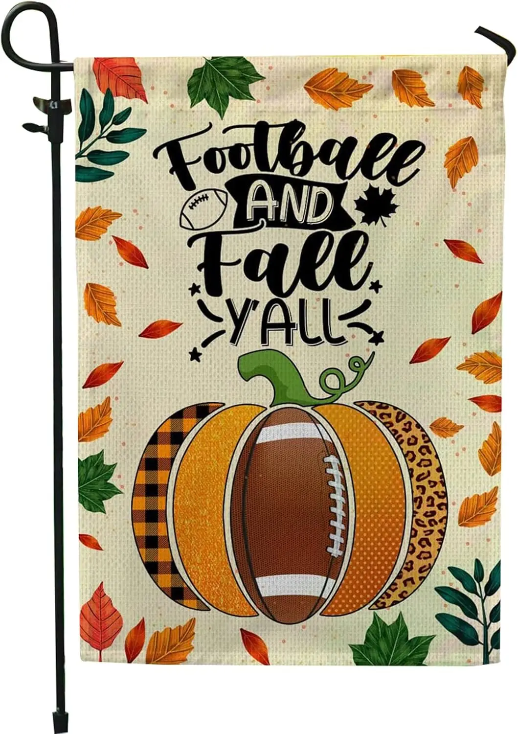 Fall Football Pumpkin Garden Flags 12x18 Inch Vertical Double Sided Burlap Flags Football Seasonal Farmhouse Holiday Yard Outdoo