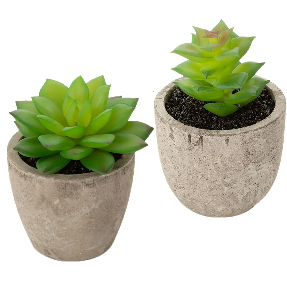 

2 Pcs Planter Indoor Plants Fake Desk Decorate Desktop Decoration Artificial Office